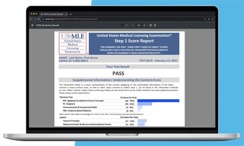 USMLE Step 1 Score Report