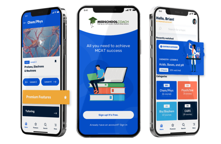 mcat prep app on mobile iphone and android - medschoolcoach